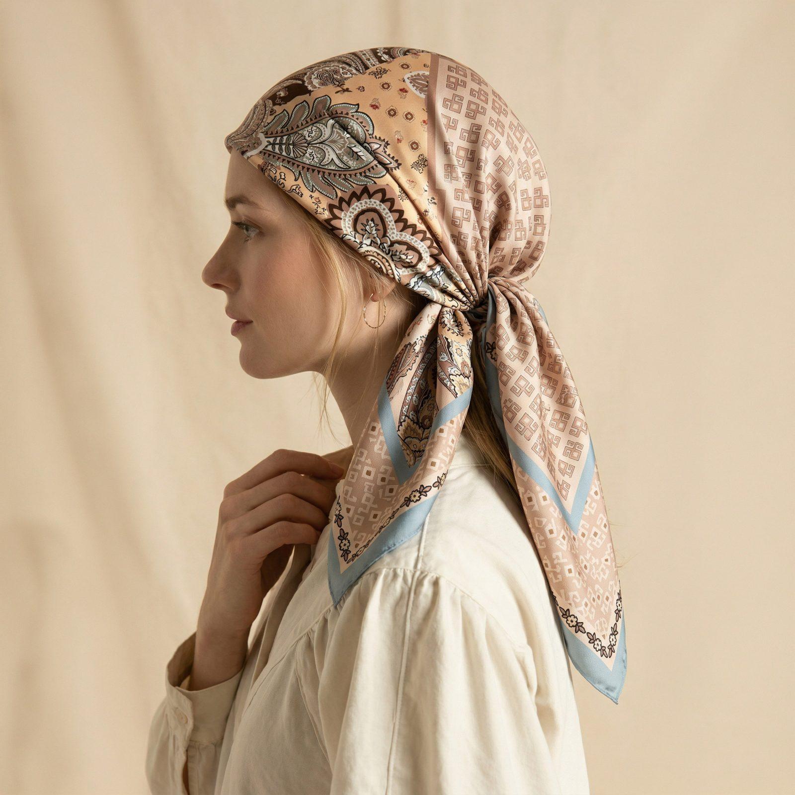 BBD BOUTIQUE — Koçbaşı-Patchwork Desenli Bej Bandana