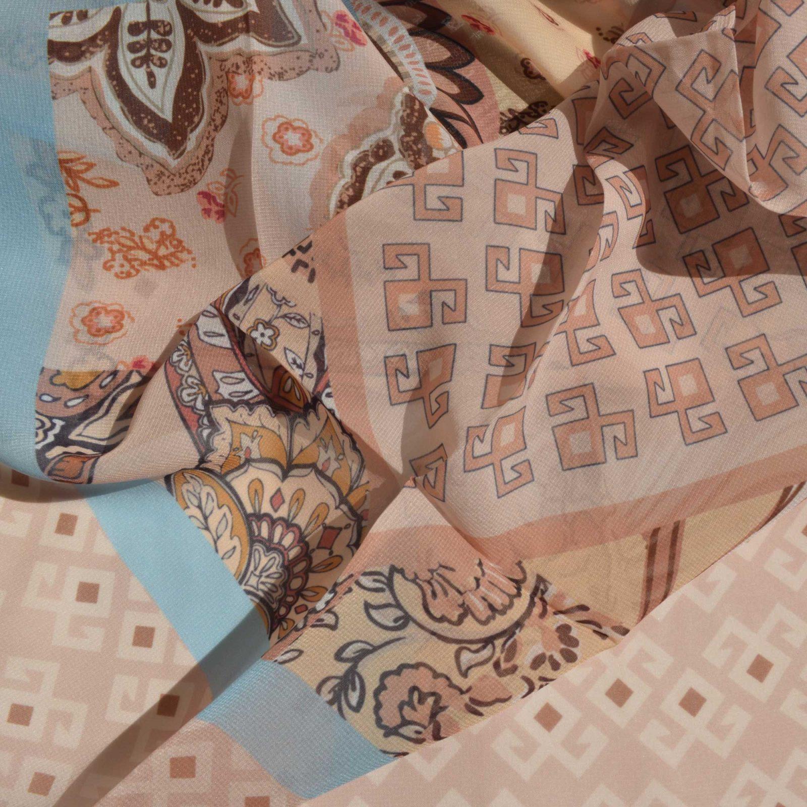 BBD BOUTIQUE — Koçbaşı-Patchwork Desenli Bej Bandana