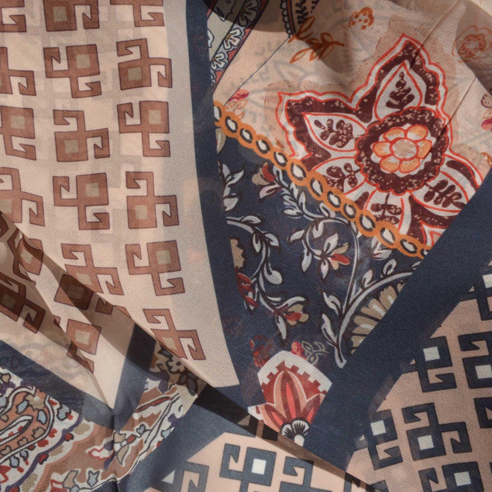 BBD BOUTIQUE — Koçbaşı-Patchwork Desenli Lacivert Bandana