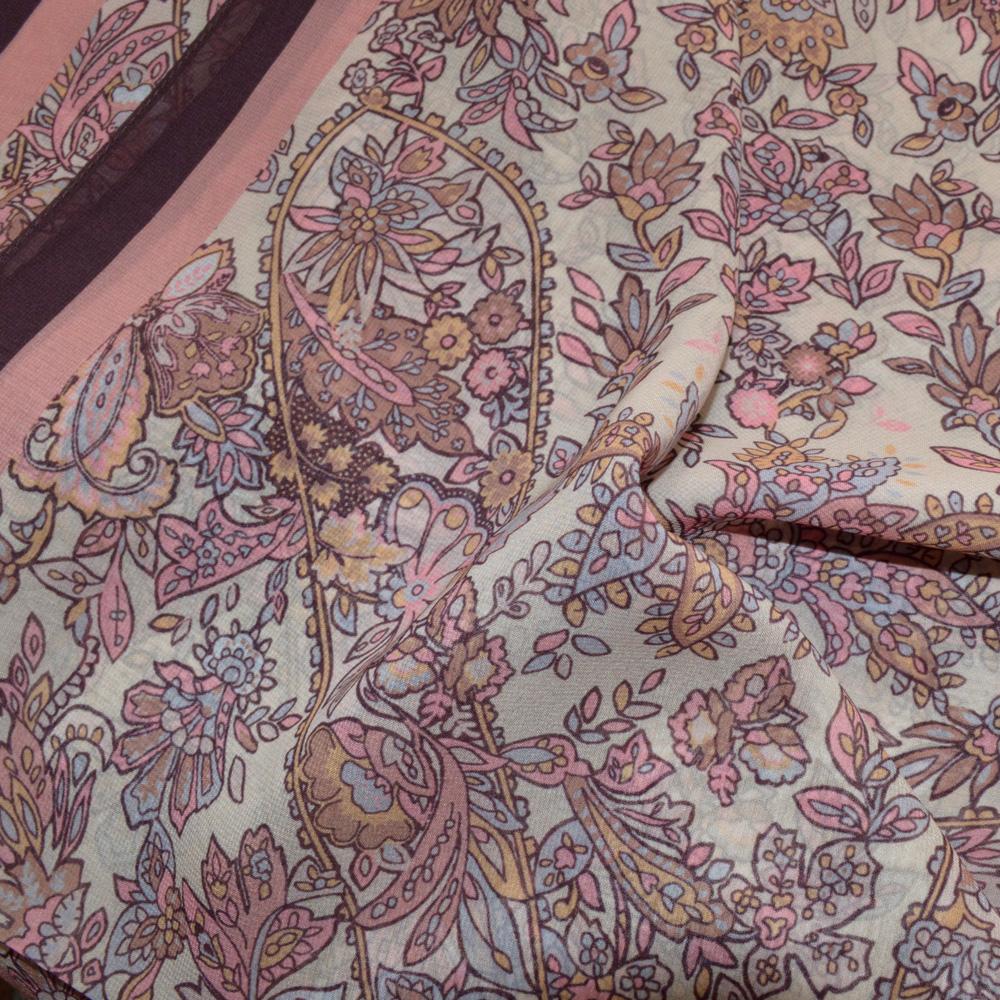 BBD BOUTIQUE — Gül Bahçesi (Paisley & Floral)-Çiçekli Paisley Desenli Bordo-Pudra Şal