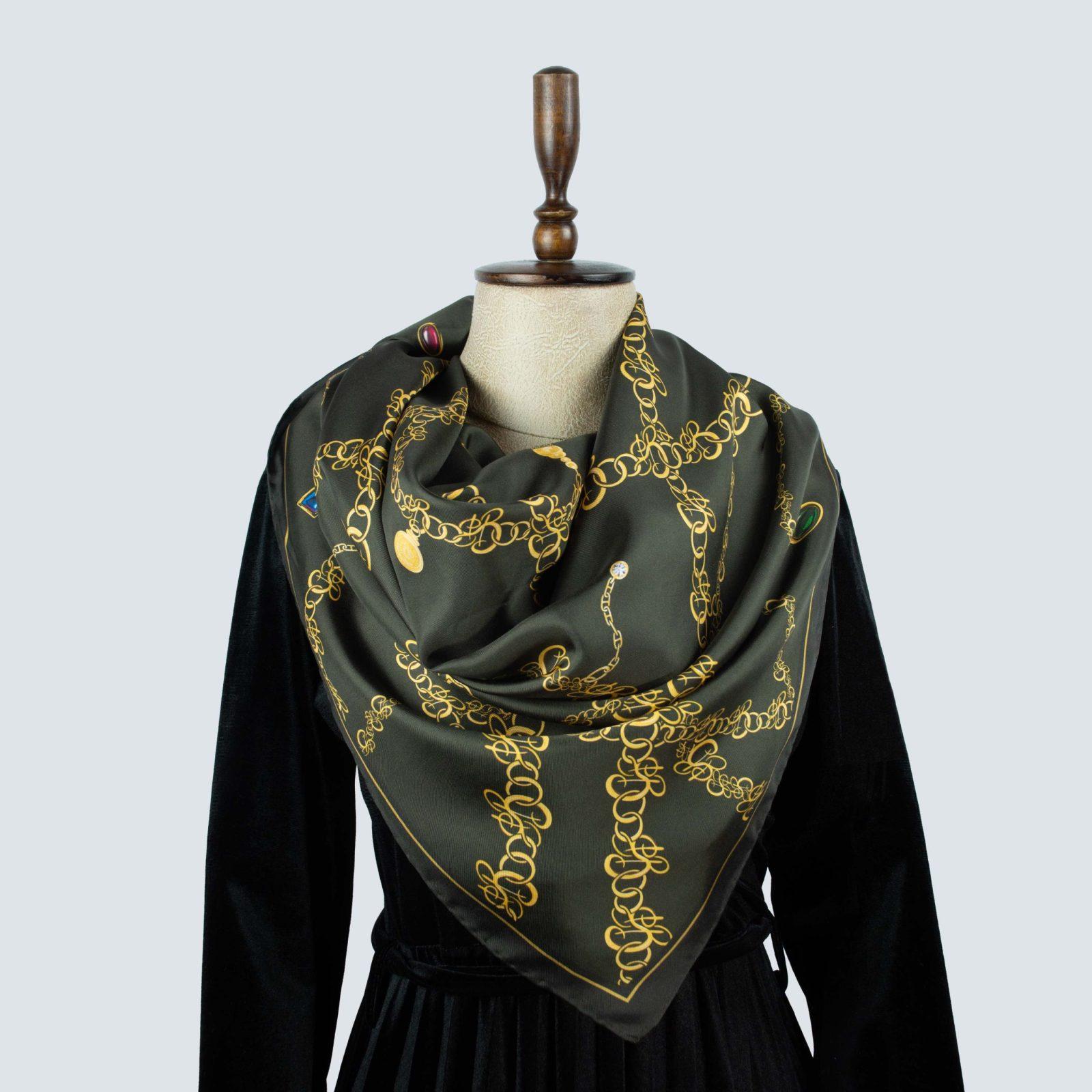 BBD BOUTIQUE — Zincirin Işıltısı-Yeşil Zincir Desenli Eşarp