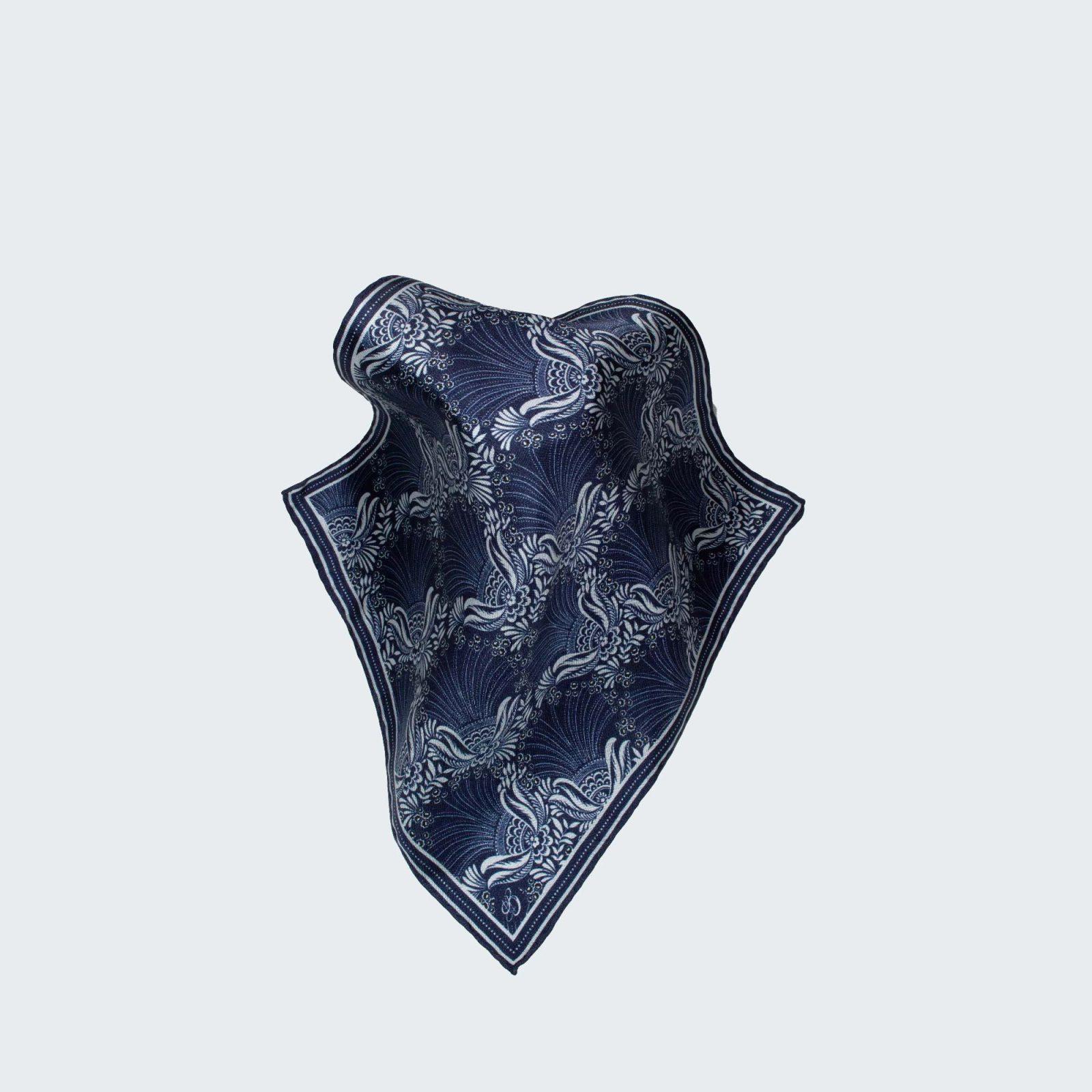 BBD BOUTIQUE — Zarafetin Dansı-Lacivert Desenli Erkek Mendili
