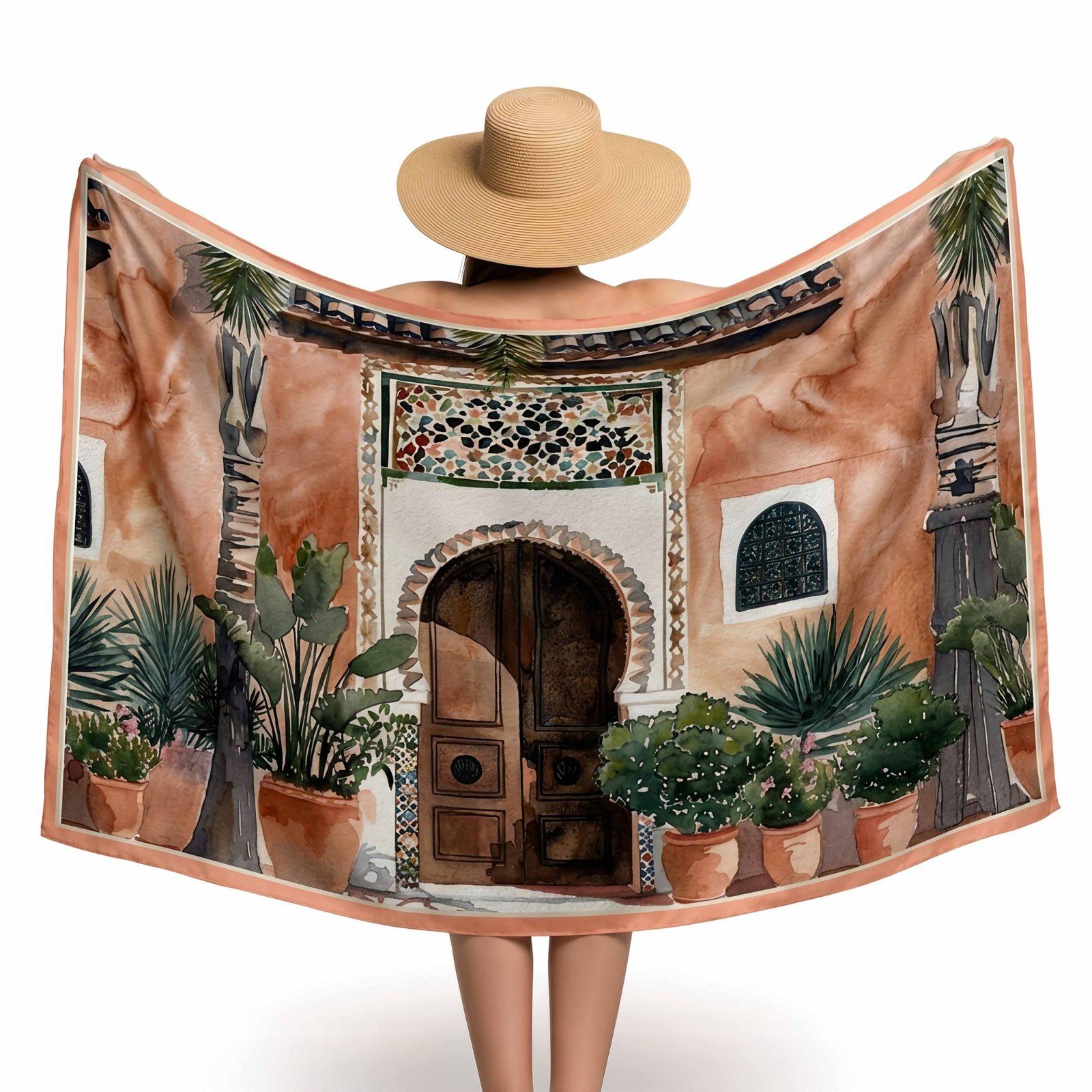 BBD BOUTIQUE — Sessiz Avlu No.3-Watercolor Botanik Desenli Pareo