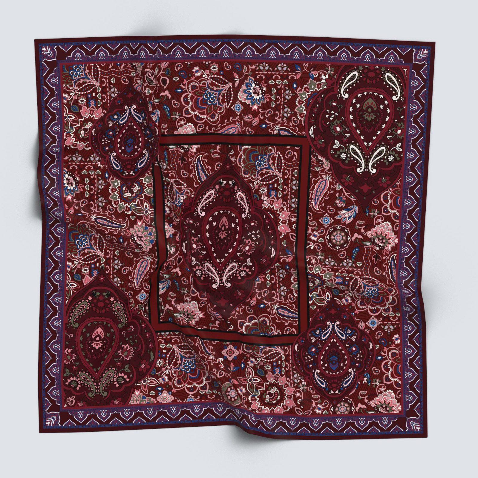 BBD BOUTIQUE — Anadolu’nun Motifleri-Patchwork Desenli Bordo Eşarp