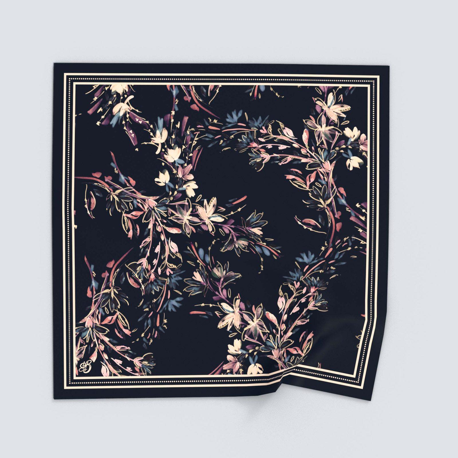 BBD BOUTIQUE — Gece Bahçesi-Renkli Çiçek Desenli Erkek Mendili