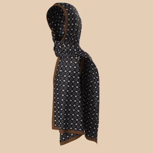 Bereket Mirası-Lacivert ve Kahverengi Desenli Şal