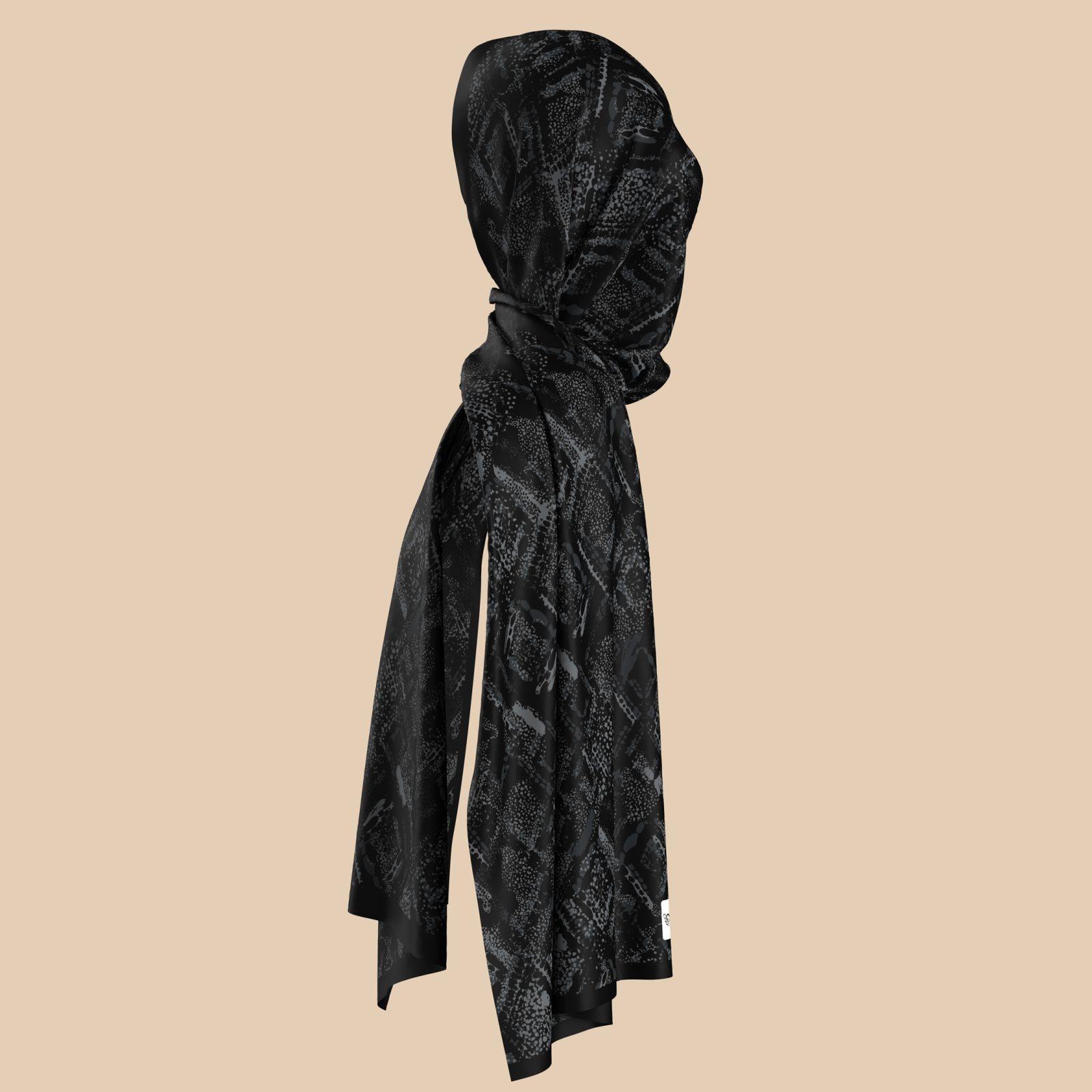 BBD BOUTIQUE — Köklerin İzi-Yılan Derisi Desenli Siyah-Gri Şal