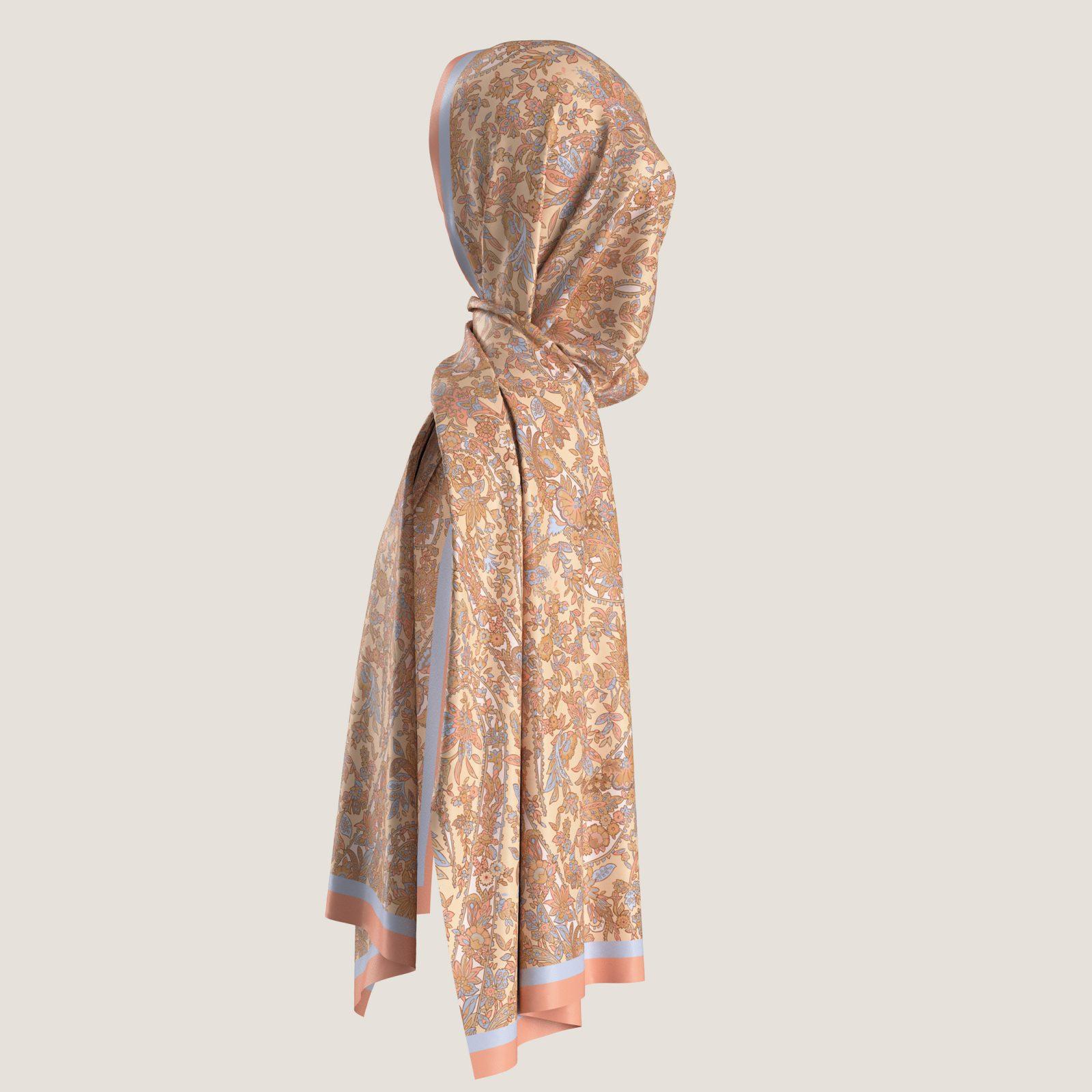 BBD BOUTIQUE — Bahar Bahçesi (Paisley & Floral)-Çiçekli Paisley Desenli Yavruağzı Şal