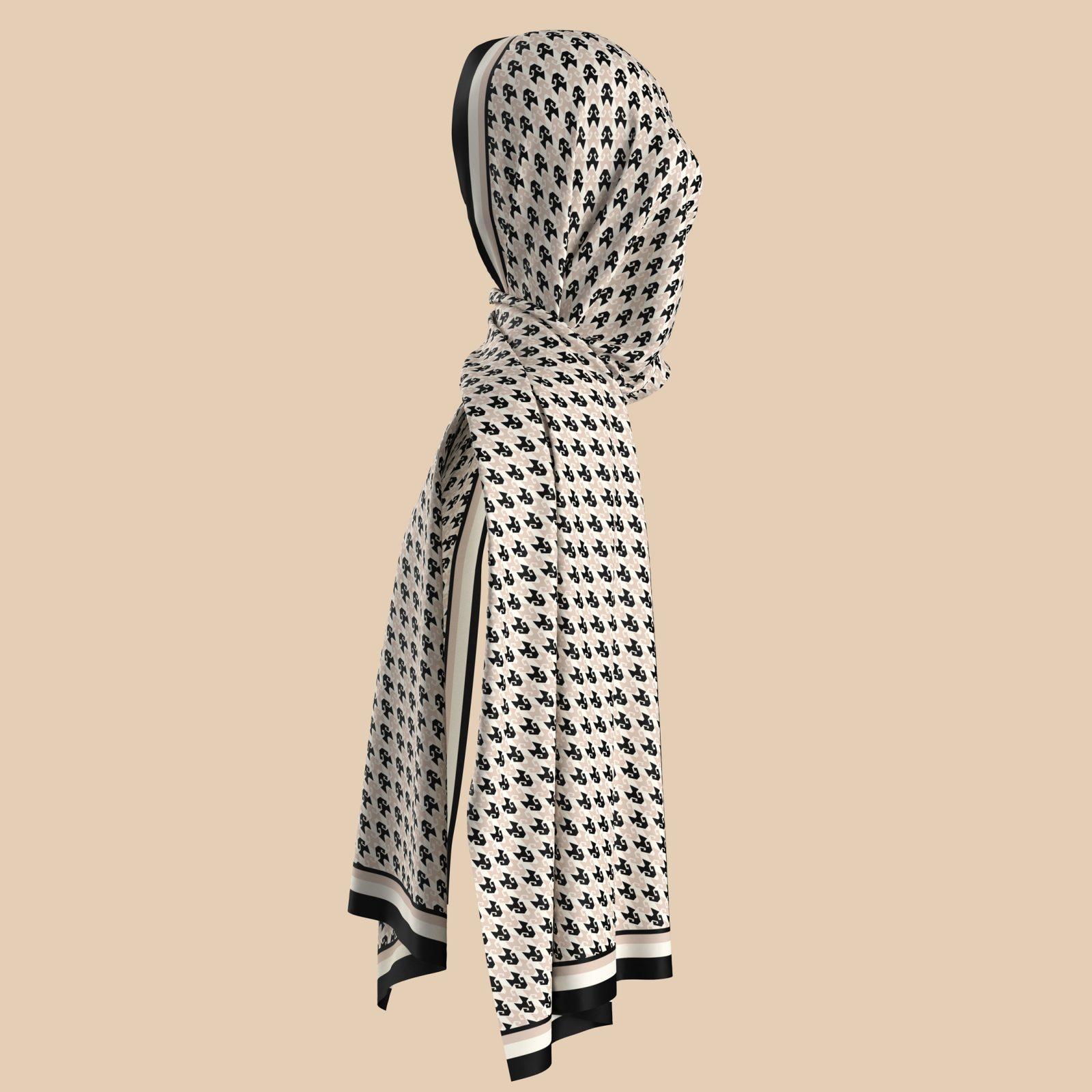 BBD BOUTIQUE — İkonik Miras Monogram-Eli Belinde Desenli Bej Monogram Şal