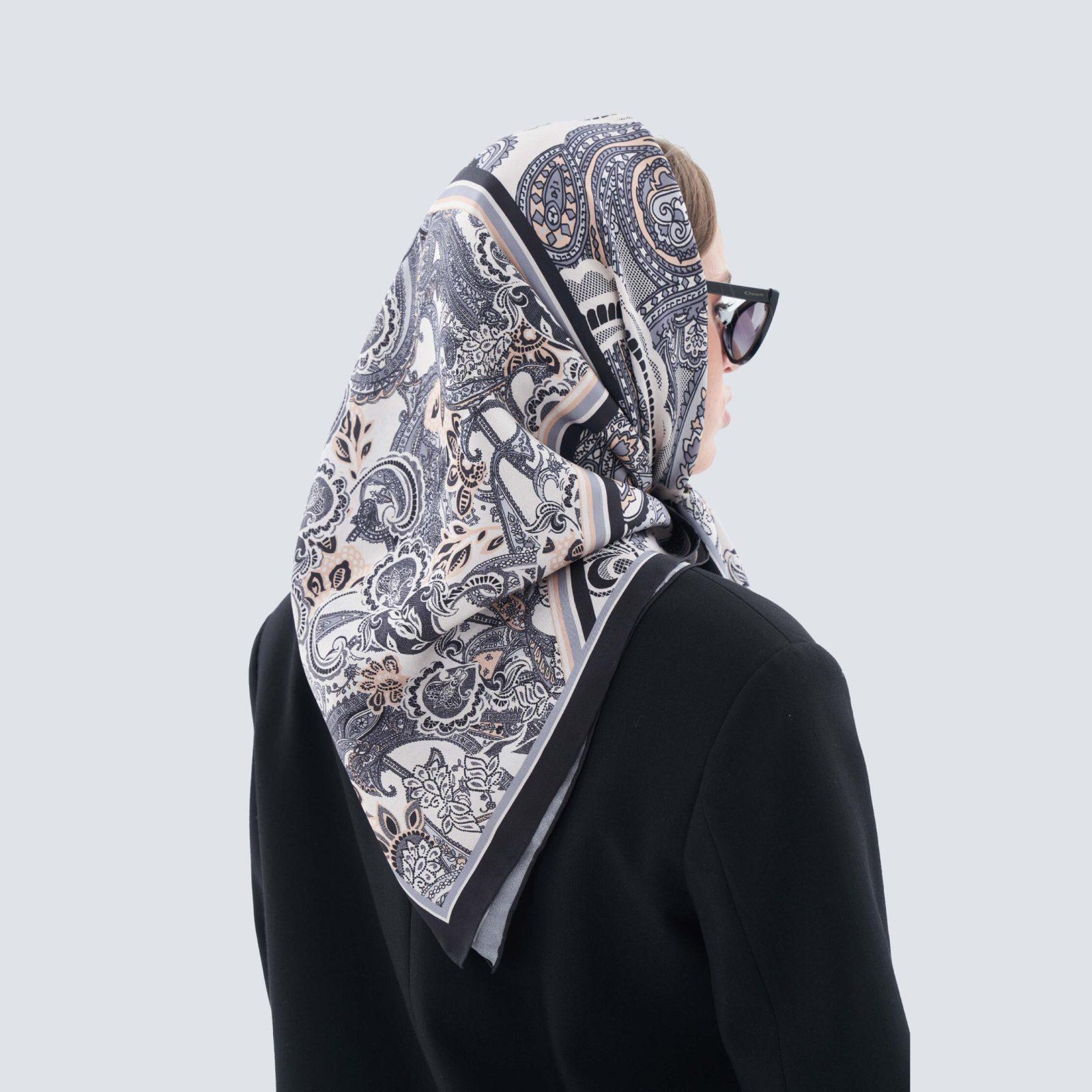 BBD BOUTIQUE — Zamansız Dokuma-Patchwork Etnik Desenli Gri Eşarp