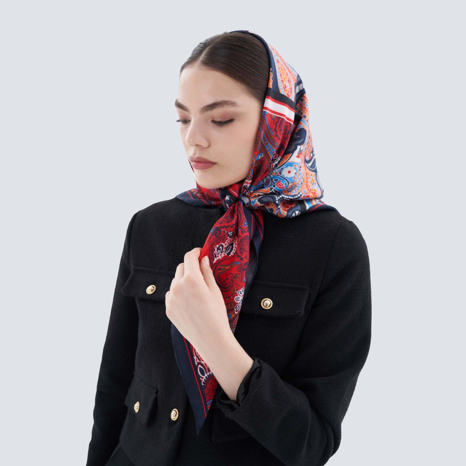 BBD BOUTIQUE — Ateş ve Gece Rapsodisi-Patchwork Etnik Desenli Kırmızı Eşarp