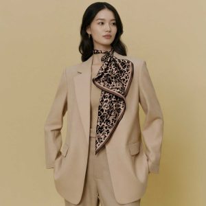 Anadolu Parsı-Kahve ve Vizon Renkli İpek Twill Eşarp 90